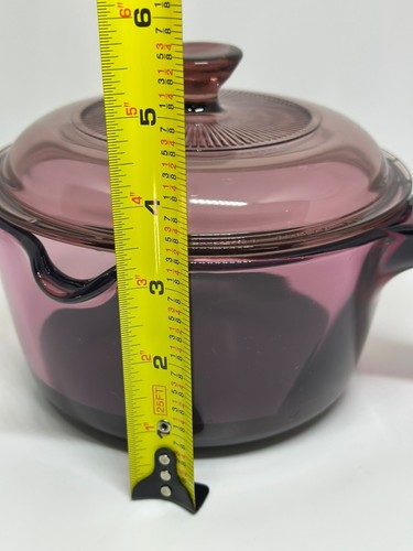 VTG Corning Visions Cranberry Pour Spout 1L Non Stick Teflon Sauce Pan with Lid - Picture 10 of 10