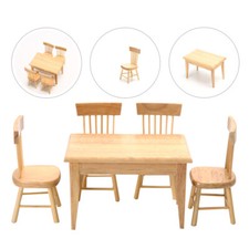  Miniature Table and Chairs Dining Set Room Accessories Child
