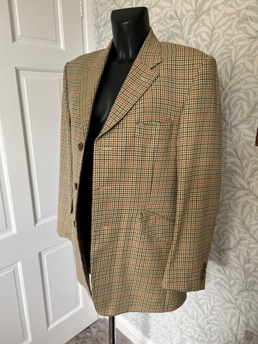 CROMBIE Men’s Light Wool Country Pursuits Checked HACKING Blazer Jacket (40) S - Picture 4 of 17