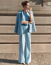 NEW ANN TAYLOR 139 PERFECT SKY PLEATED WIDE LEG PANTS SZ 4P 4 PETITE