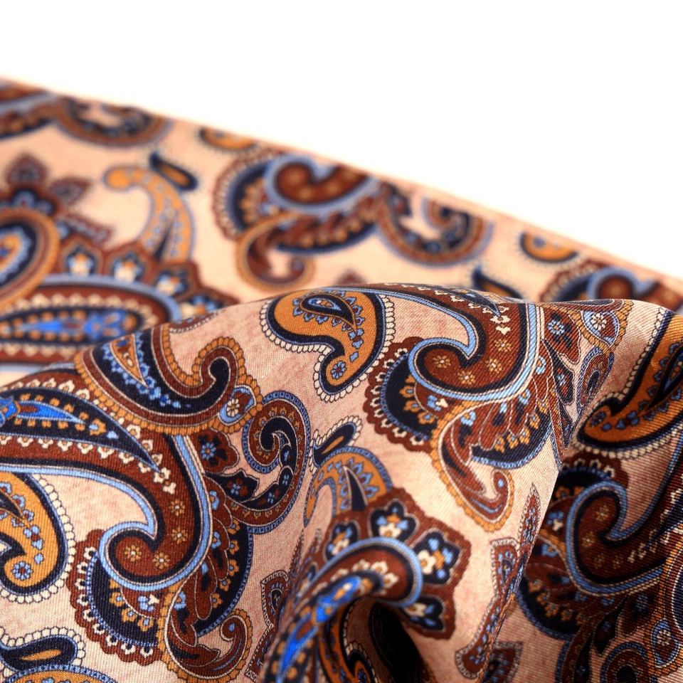 Pañuelo de sarga de seda 100% para hombre y pañuelo de bolsillo de cachemira marrón 30cm 11.8in Foto 4 de 4