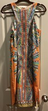 GIANNI BINI Women’s Sz 6 Beautiful Colors Geometric/Boho Dress mid length