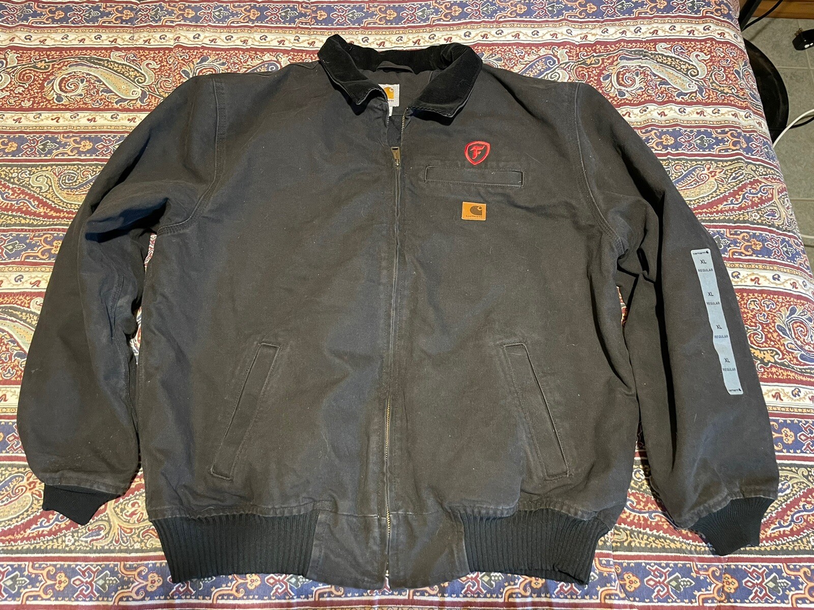 Carhartt Chore Jacket Heavy Coat Mens XL BLACK RN 14806 corduroy 5