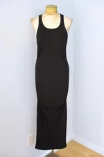 Michael Stars Black Knit Bodycon Dress Ruched Side Seams Stretchy Cotton M
