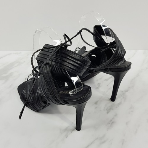 SENSO Womens Size EUR 39 Black Leather Tie Up Heels Pump Sandals Shoes - Picture 6 of 10