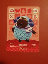 BAABARA ANIMAL CROSSING AMIIBO SERIES 3 CARD #292 TRACKED AU POST geniuine