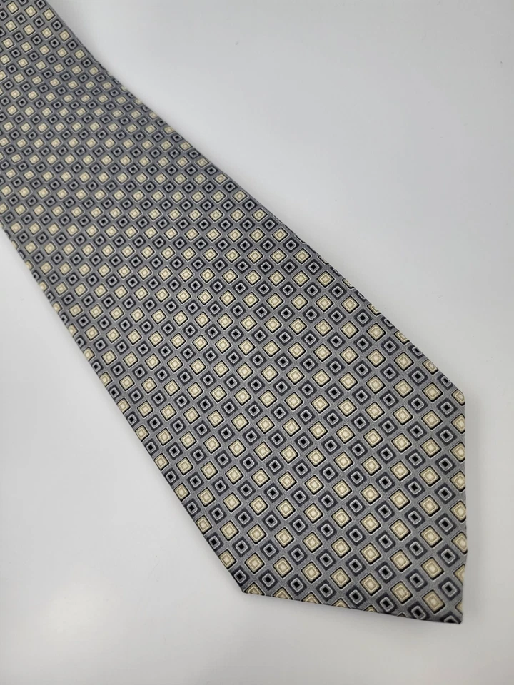 Corbata de seda Dockers gris azul beige cuadrados geométricos para hombre 56 x 3,5 Foto 3 de 4