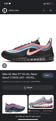 Size 9.5 -  Nike Air Max 97 Low On Air: Neon Seoul