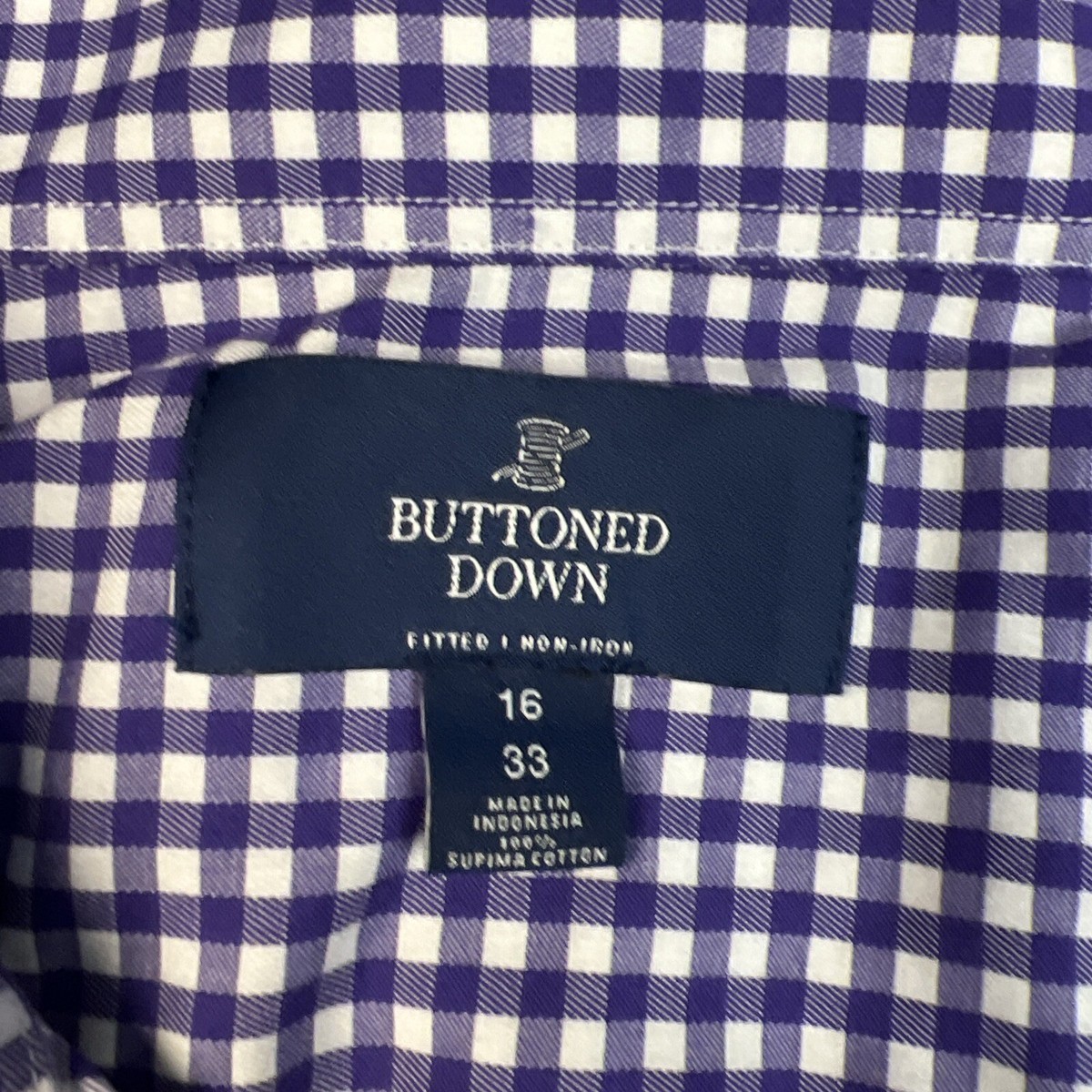 Buttoned Down Shirt Mens 16 33 Purple Check Long Sleeve Button