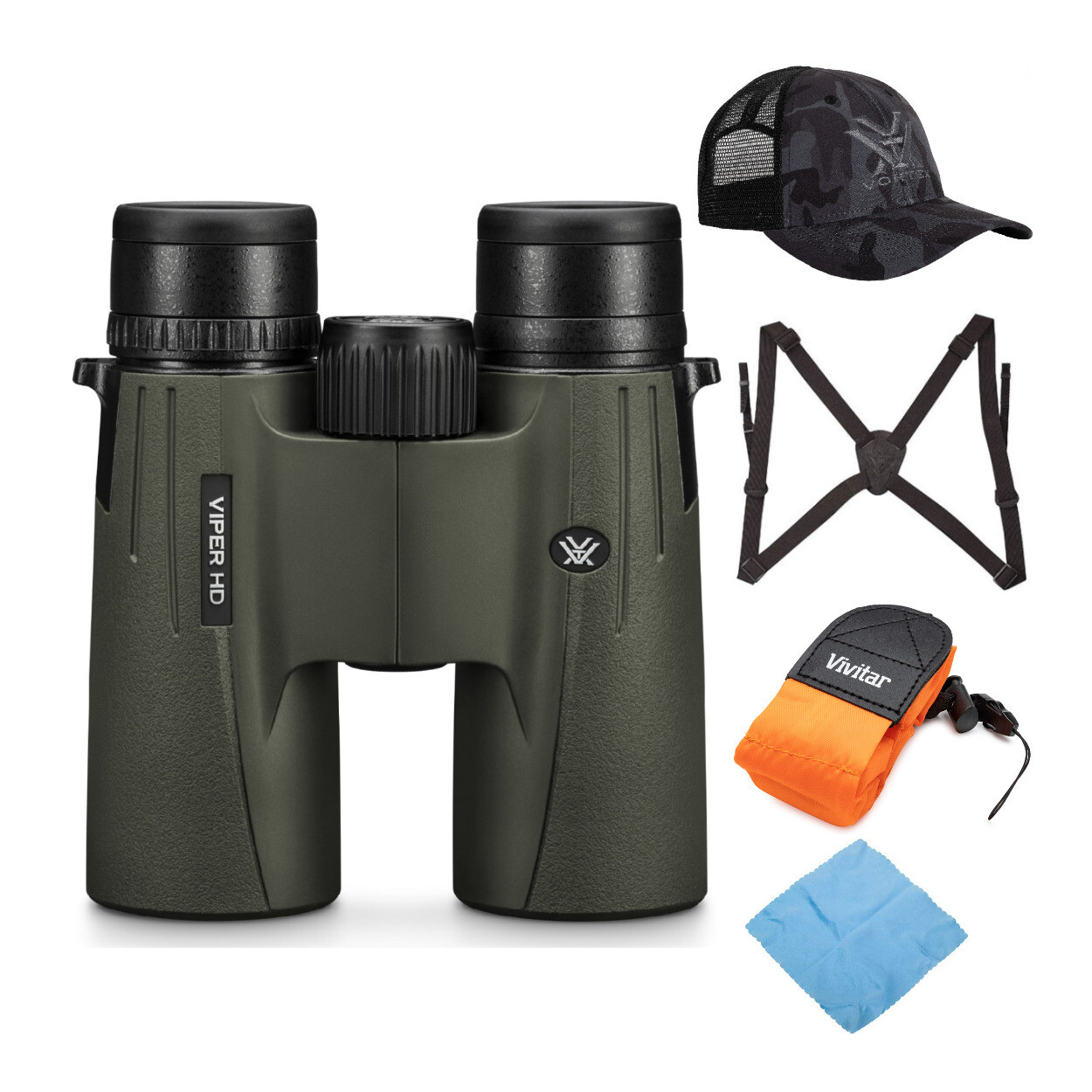 Бинокль Vortex Optics 10x42 Viper HD с головным убором, ремнями безопасности и набором аксессуаров