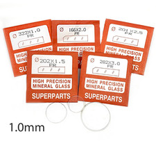 Quality Watch Glass Mineral Crystal Face Flat Round 1mm Thick, &Oslash; 16.1mm to 40mm