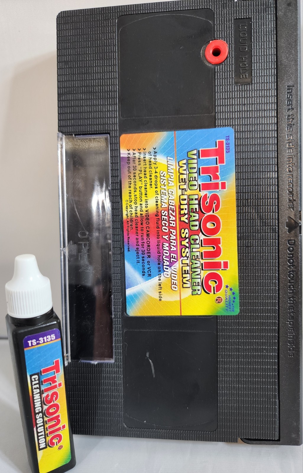 VHS VCR Video Head Cleaner Wet-Dry Cleaning System w/ Fluid