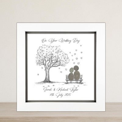 Personalisiert am Hochzeitstag Kiesel Kunst Geschenk Mr & Mrs Andenken Silber Herzen