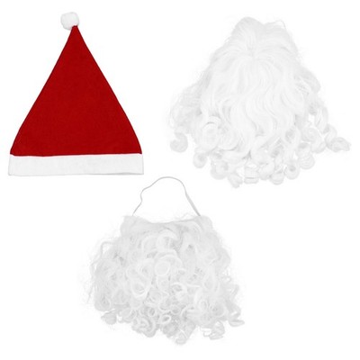 3pcs Christmas Wig Set Santa Claus Wig Santa Beard Christmas Hat for Cosplay