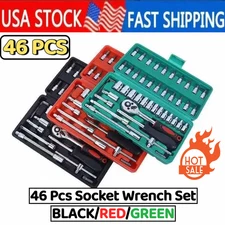 46PCS 1/4" Ratchet Wrench Combination Socket Tool Set Kit Auto Car Repair Tool