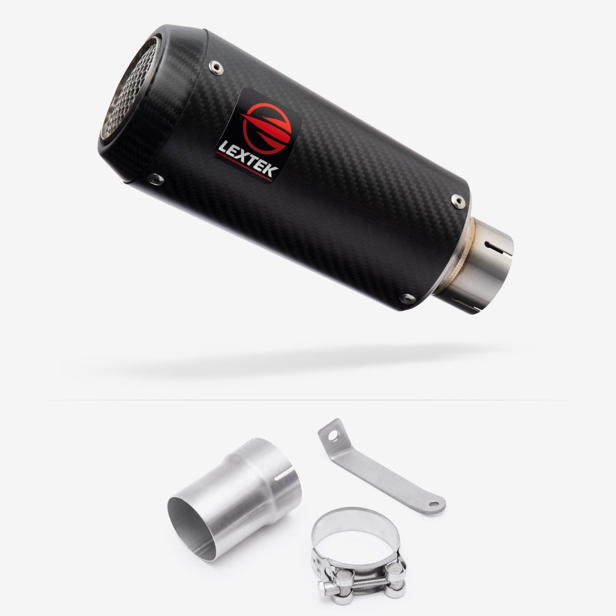 Lextek Carbon Fibre CP9C 180mm Exhaust with Link Pipe Silencer Polished Rear