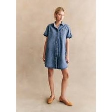 Sézane Ana Denim Shirt Dress Medium Blue Organic Cotton NWT Size 36 US 4 🇫🇷