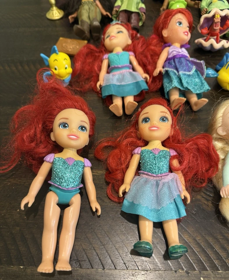 Difícil de Encontrar Muñeca Disney Pequeña Anna Elsa Kristoff Flynn Aladdin, Tiana Lote 32 Unidades Foto 3 de 4