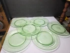 VINTAGE HAZEL ATLAS FRUITS PATTERN GREEN DEPRESSION URANIUM GLASS CUP