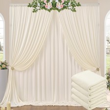 20ft x 10ft Free Ivory Backdrop Curtains for Parties, 4 Panels 5x10ft Photo B...