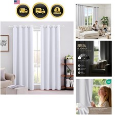 Greyish White Blackout Curtains for Bedroom 52 X 84 Inch Long 2 Panels Set Ro...