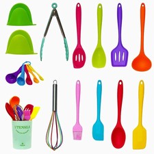 18-Piece Silicone Kitchen Utensils Set, 12.3 inches x 5.1 inches, Multicolor