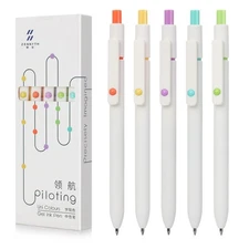 Gel Pens 5pcs 0.5mm Quick Dry Black Ink Fine Point for Office School Gifts