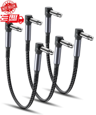 6-Inch Guitar Patch Cables 3-Pack, Right-Angle 1/4'' Audio Connectors SHIPS FREE