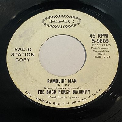 The Back Porch Majority: Ramblin' Man / Good-Time Joe 45 - Epic - Country