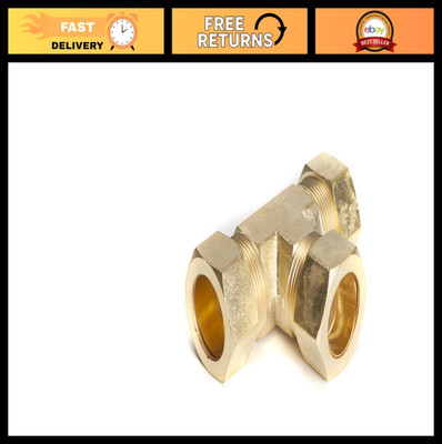 7/8'' OD Compression Tee Fitting - Brass Compression Connectors (3 Pack)