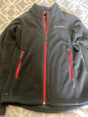 Montane Womens 8 Gray Fleece Jacket Full Zip Pockets Logo Layer Coat Warm Cozy