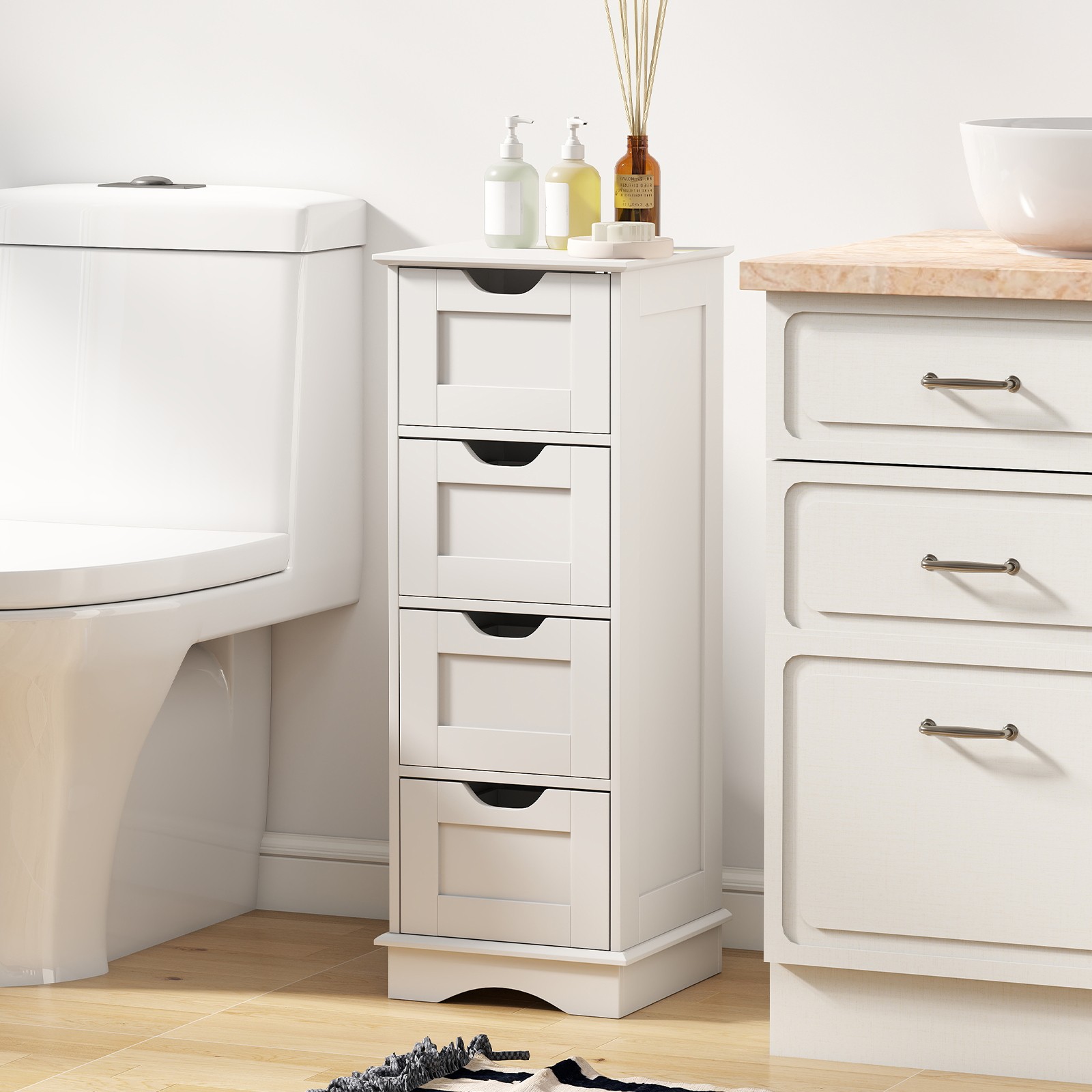 Freestanding Narrow Bathroom Storage Cupboard Floor Cabinet