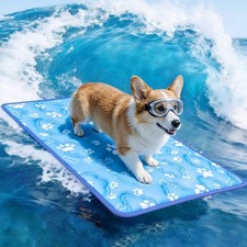 Dog Cooling Mat Large 36 x 27 Portable Machine Washable Blue CW-LGBD-22-BL-L