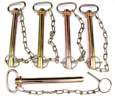5pc Goliath Hitch Pin 3/4 x 6 inch Tractor Towing Pin and Clip with Chain~HP34WC