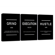 Framed Canvas Wall Art Success Quote, Office Wall Art, Black Large Poster, Po...