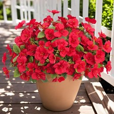 Ouddy Decor 8 Bundles Artificial Hibiscus Flowers for Outdoors Large, Red