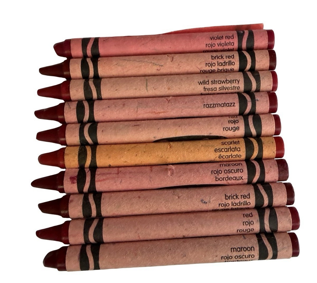 Vintage Crayola Red Crayon Lot Razzmatazz Wild Strawberry Maroon