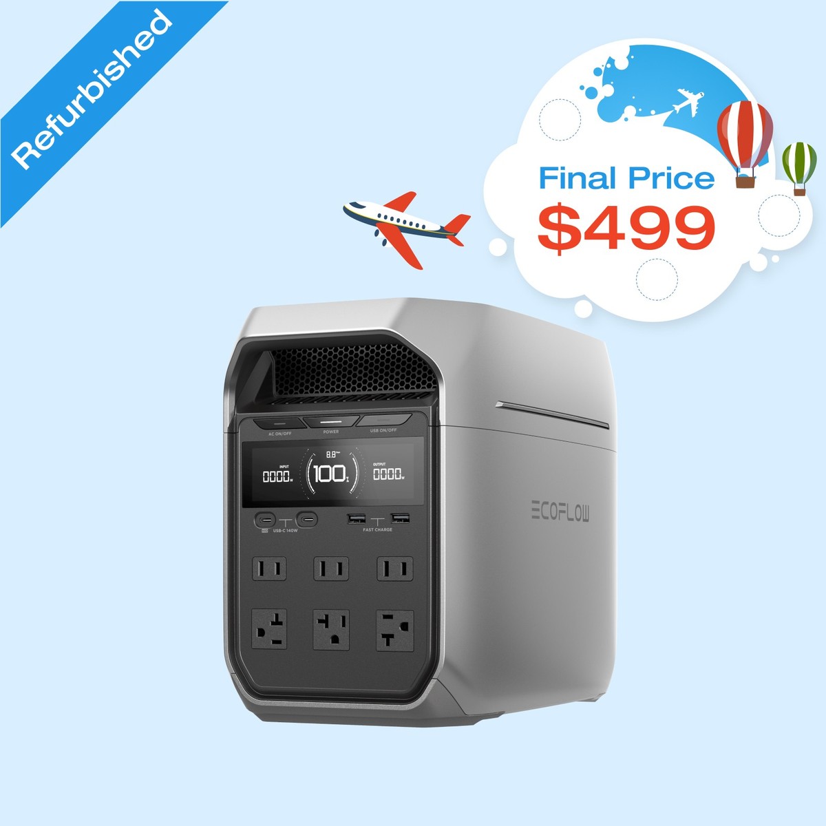 EcoFlow DELTA 3 Plus 1024Wh 1800W Portable Power Station LFP