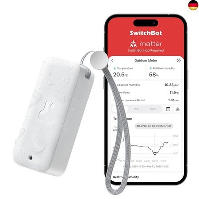 SwitchBot IP65 Hygrometer Thermometer Innen Außen, Bluetooth Thermometer con 