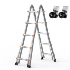 Telescoping Ladder A Frame 17 FT Compact Aluminum Extension Ladder Multi-F