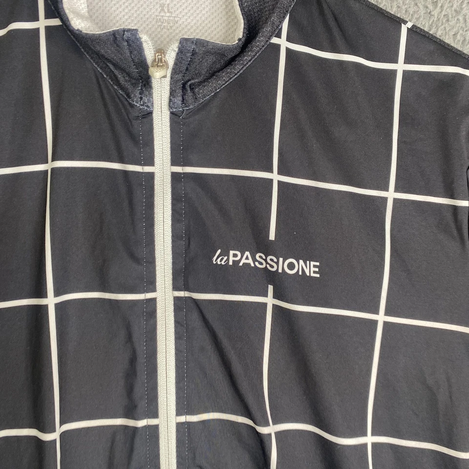 Camiseta deportiva de ciclismo La Passione para hombre XL negra blanca rejilla cremallera completa manga corta carretera Foto 4 de 4