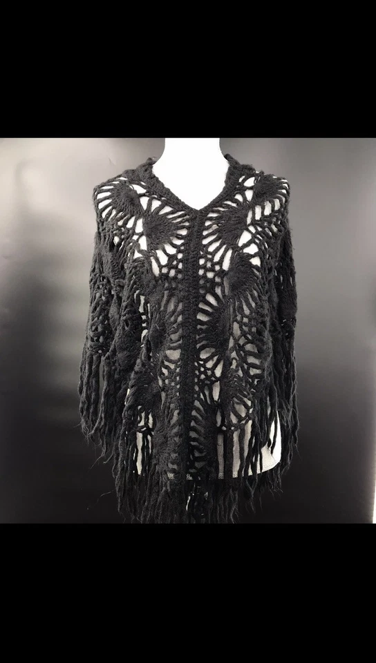 Вязаная крючком бахрома женская шаль с кисточками богемное вязаное размер маленький - Изображение 2 из 4