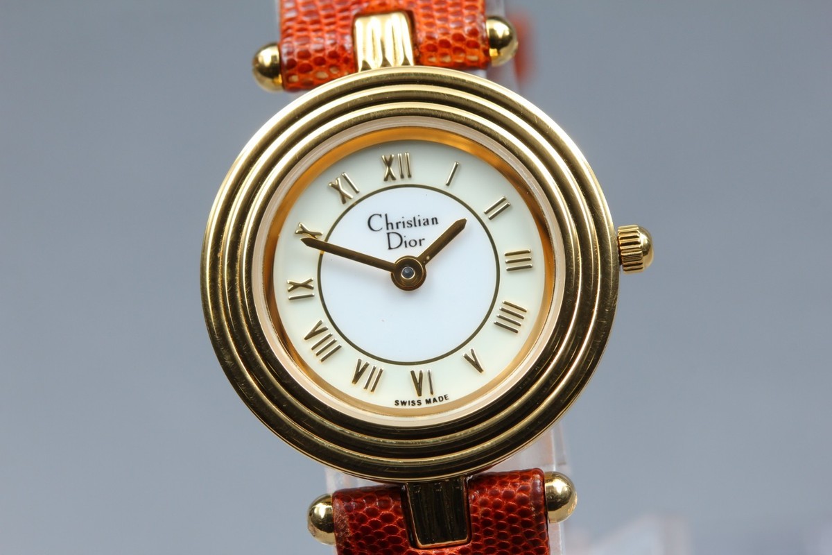 Dior ホワイト NEAR MINT Christian Dior 3062 White Dial Roman Quartz Women's