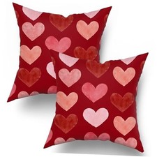 Red Pink Love Heart Pillow Covers 18" x 18" Pack of 2 A-red Pink Hearts