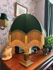 Zelda - 16” Handmade Victorian Velvet Lampshade - Fringe, Glass Beads, Art Deco