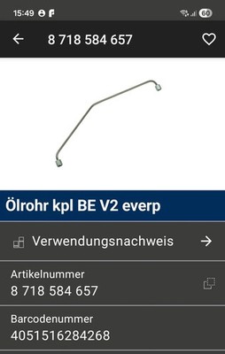 Buderus Ölrohr für Logatop BE V2  Ölbrenner Art.Nr. 8718584657  ehemals  5884444