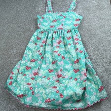 Bella Bliss Girls Mint Green Floral Scalloped Bow Back Sleeveless Dress Size 10
