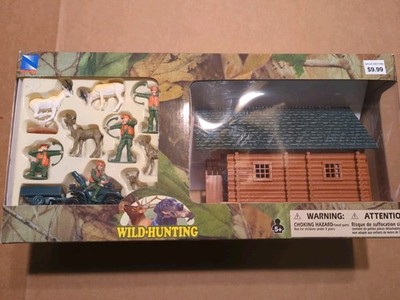 NewRay Wild Hunting Cabin + Figures 12 PC Set Bow Hunters Antelope