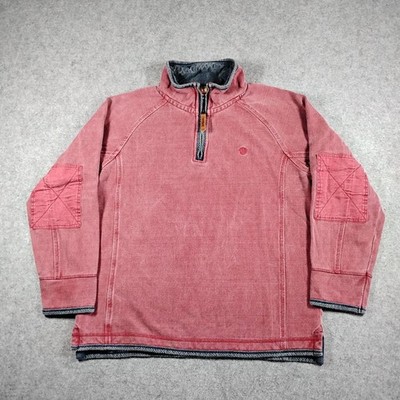 Fat Face The Airlie Mens Medium Washed Red Quarter Zip Corduroy Trim Sweatshirt