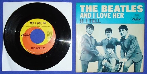 Original Beatles Picture Sleeve 45 RPM vinyl record And I Love Her If I Fell '64